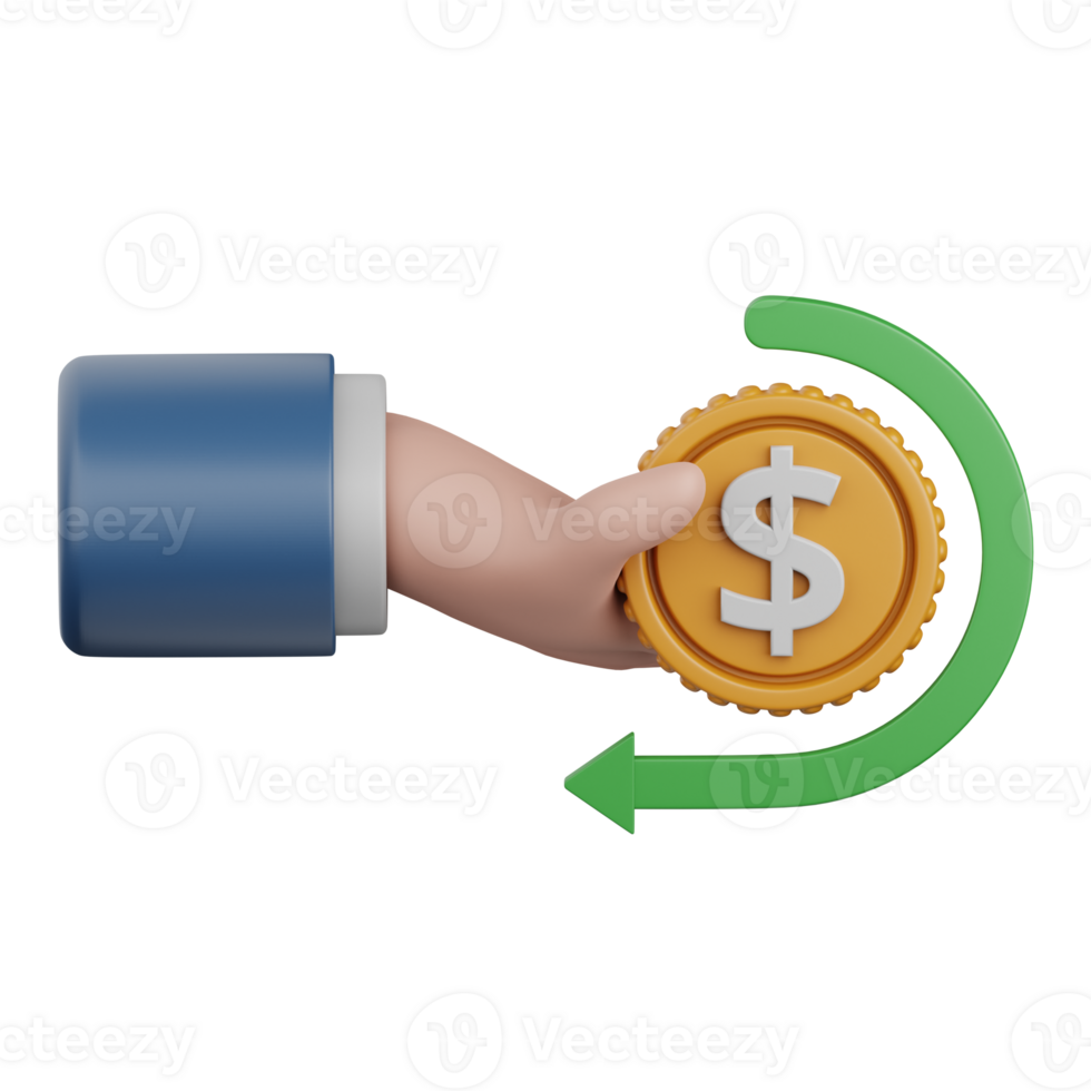 3d rendering refund isolated useful for ecommerce, business, retail, store, online, delivery and marketplace design element png