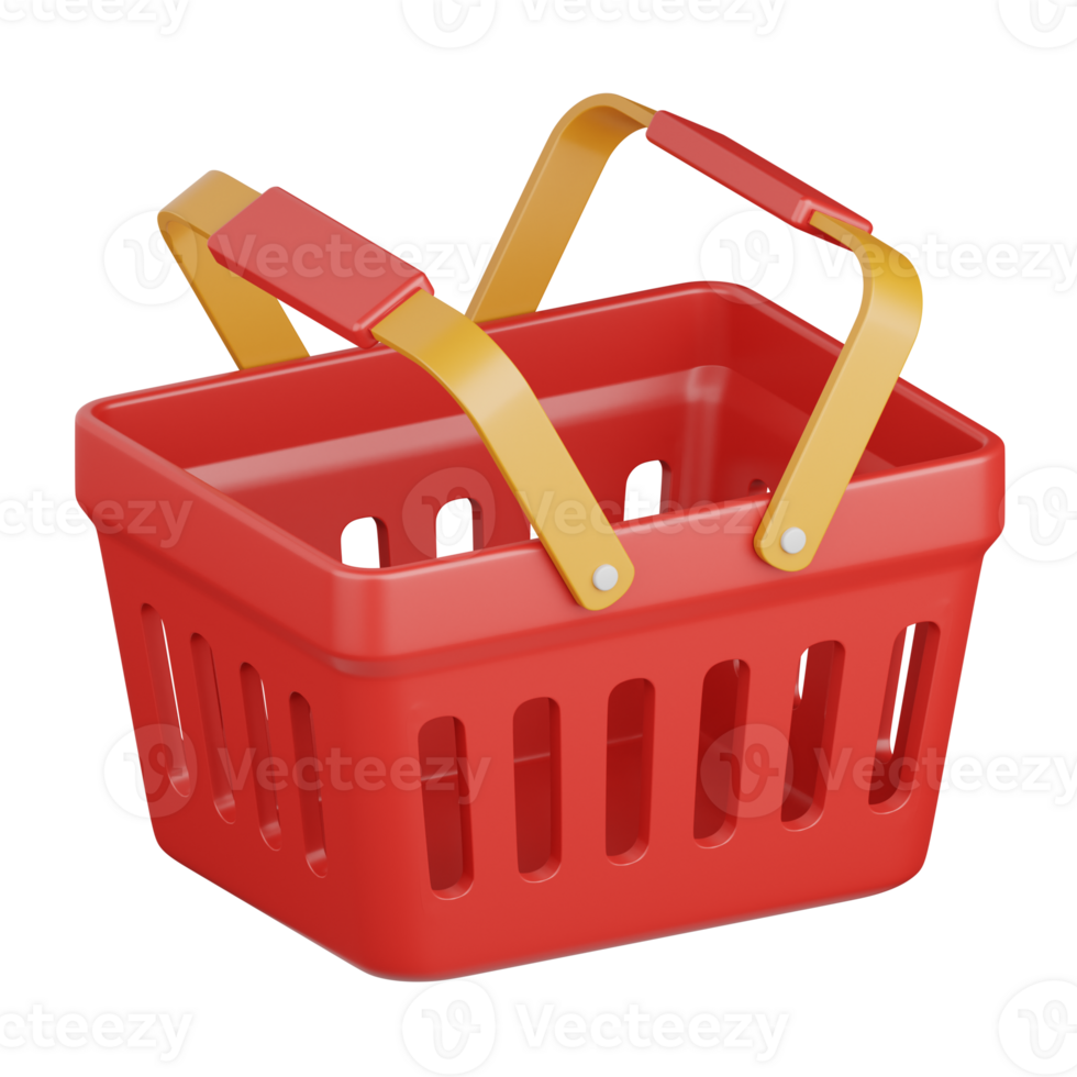 3d rendering basket isolated useful for ecommerce, business, retail, store, online, delivery and marketplace design element png