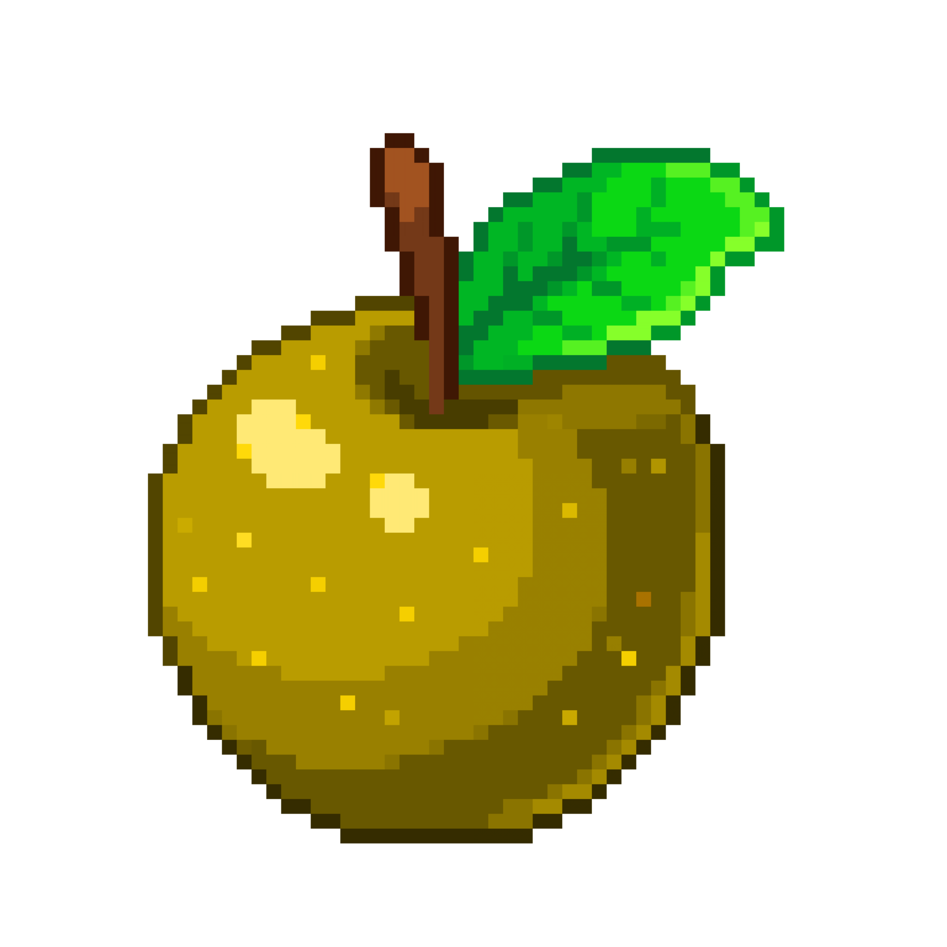 An 8-bit retro-styled pixel-art illustration of a golden apple