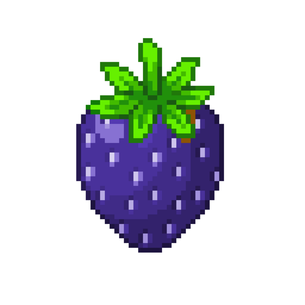 un 8 bit retro-styled pixel art illustrazione di un' viola fragola. png