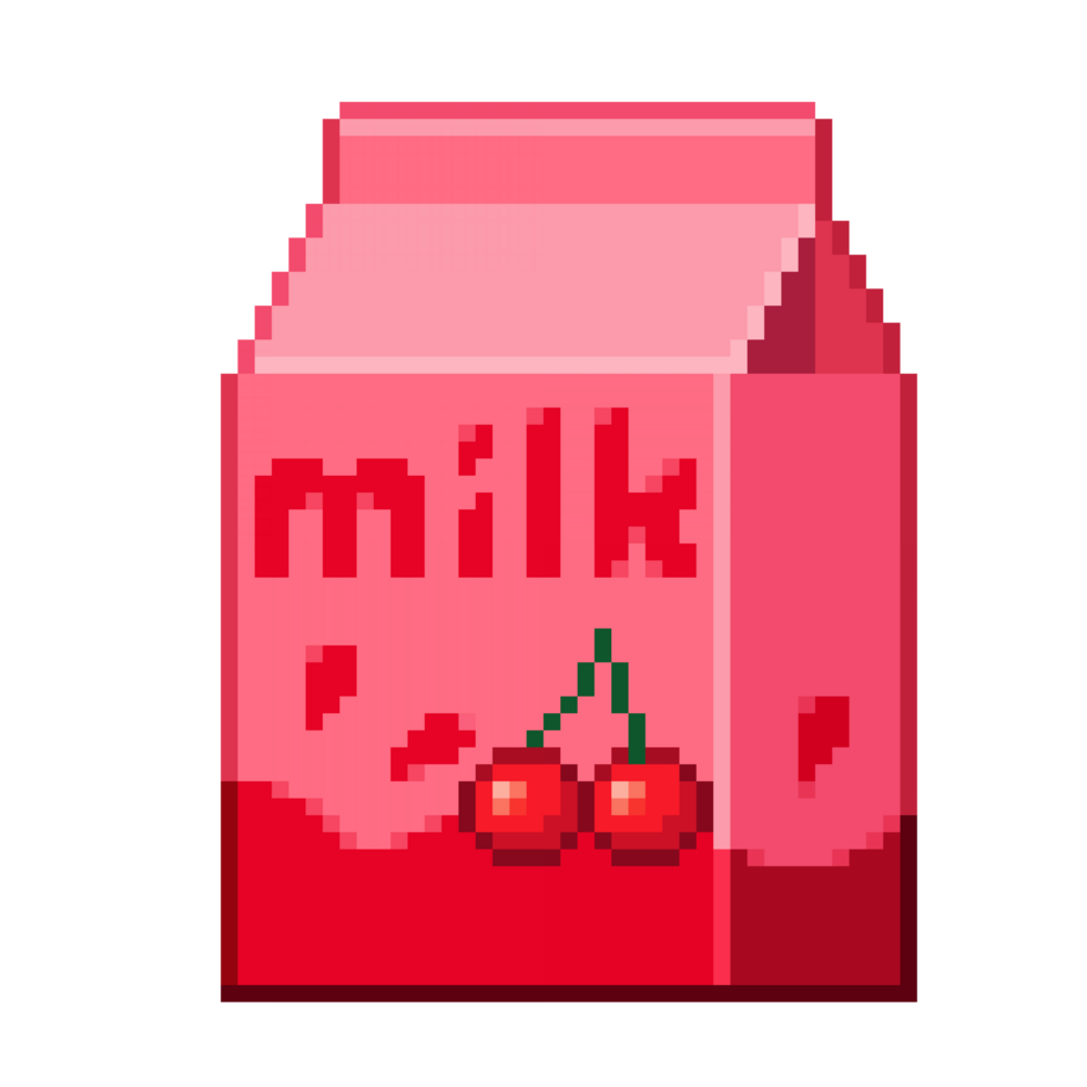 An 8-bit retro-styled pixel-art illustration of cherry milk. png