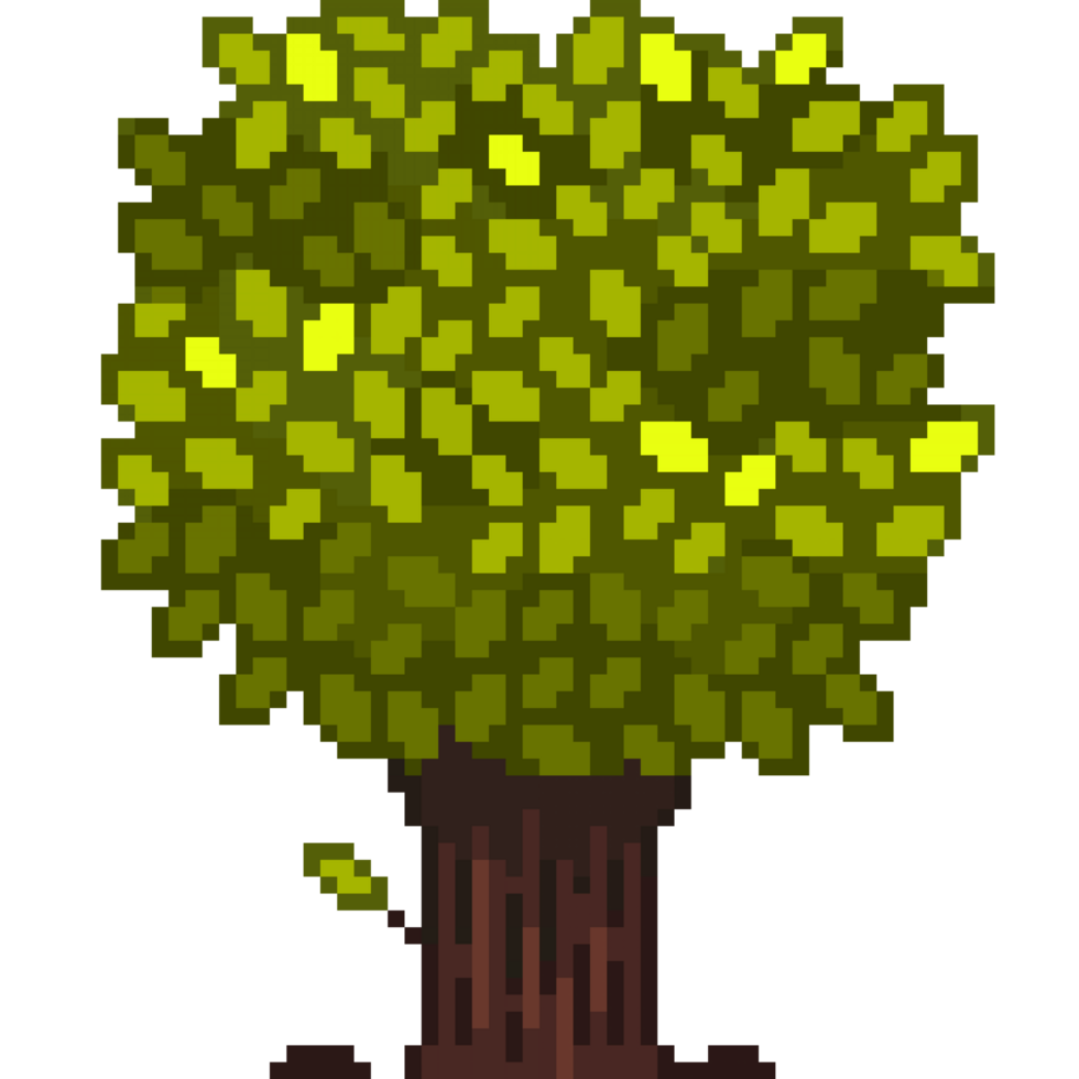 un 8 bit retro-styled pixel art illustrazione di un' abete rosso albero con luminosa brillante giallo le foglie. png
