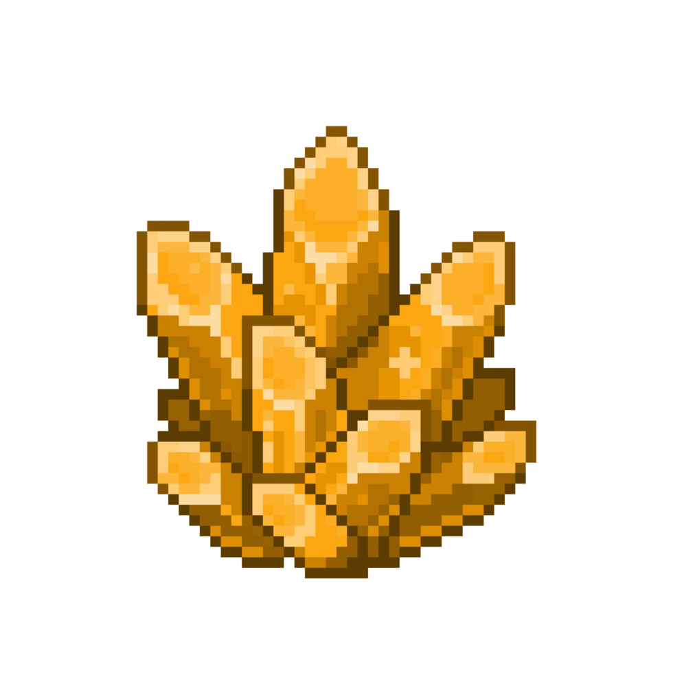 An 8-bit retro-styled pixel-art illustration of an orange crystal. png