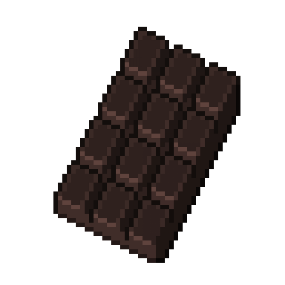 An 8-bit retro-styled pixel-art illustration of dark chocolate. png