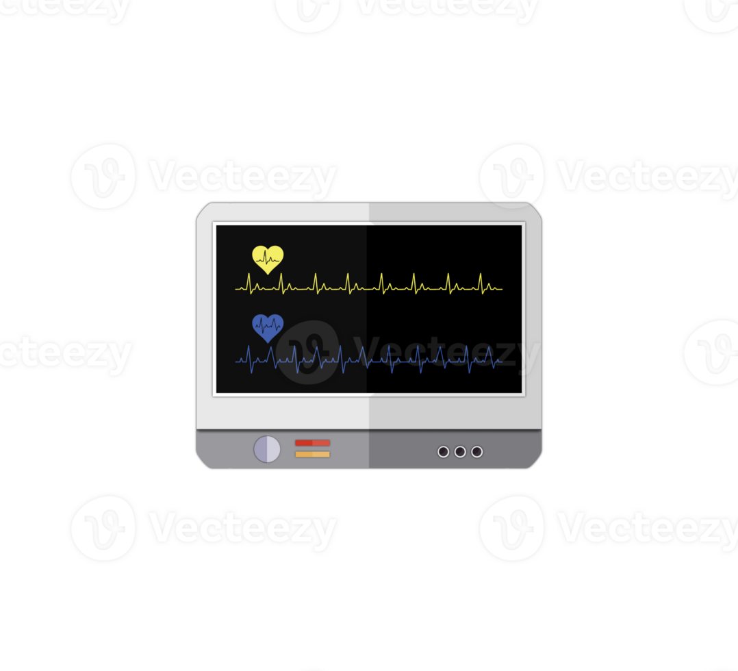 Heart rate monitor in a hospital theater, Medical device for monitoring vital signs in the hospital on monitor of anesthesia surgery, patient monitor, medical electronics, transparent background PNG