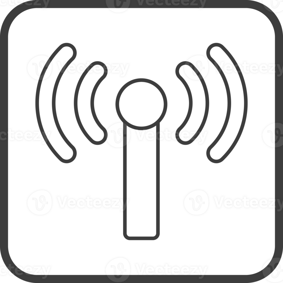 Wifi icon in thin line black square frames. png