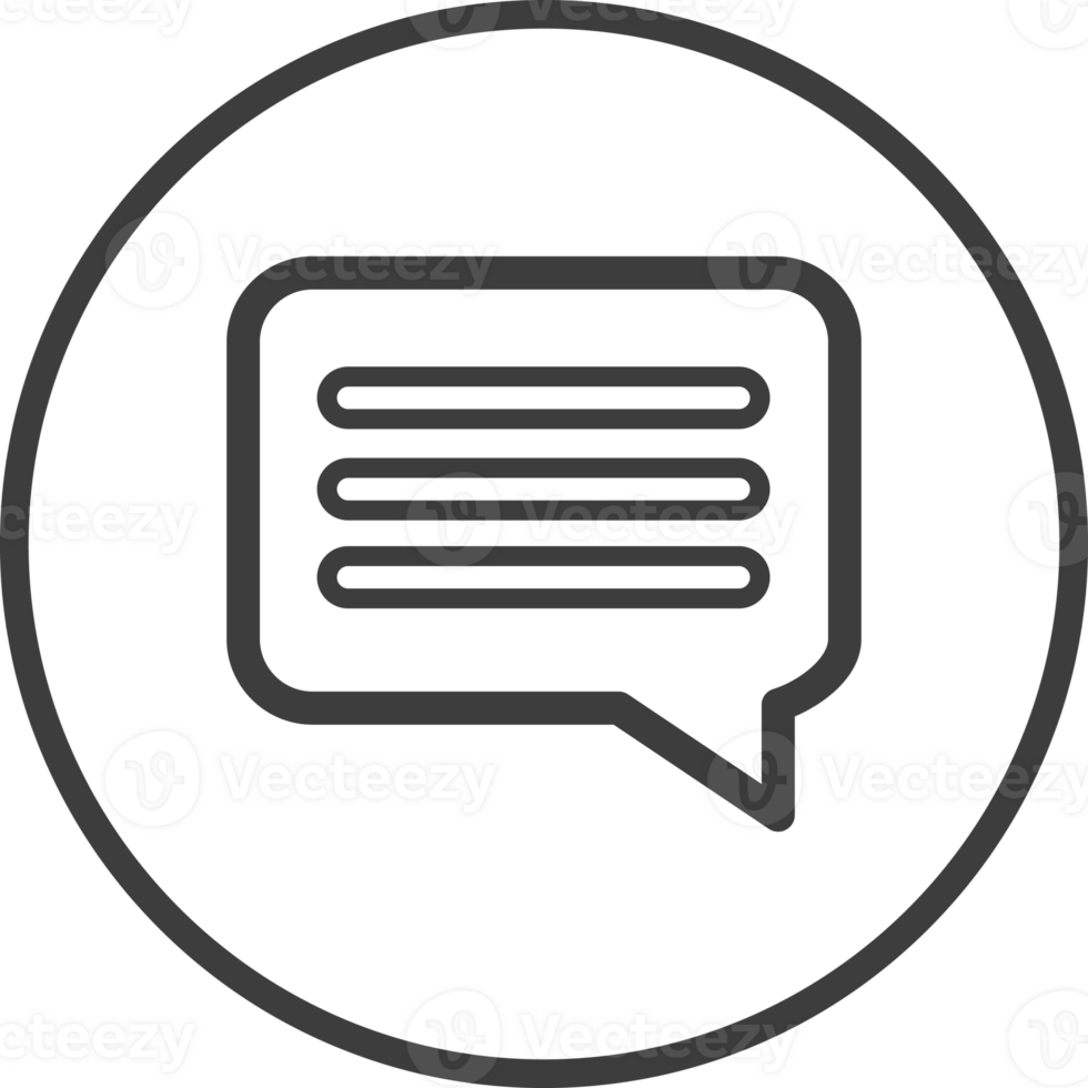 Message icon in thin line black circle frames. png