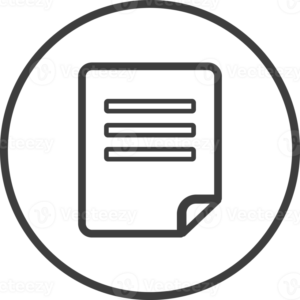 Document icon in thin line black circle frames. png