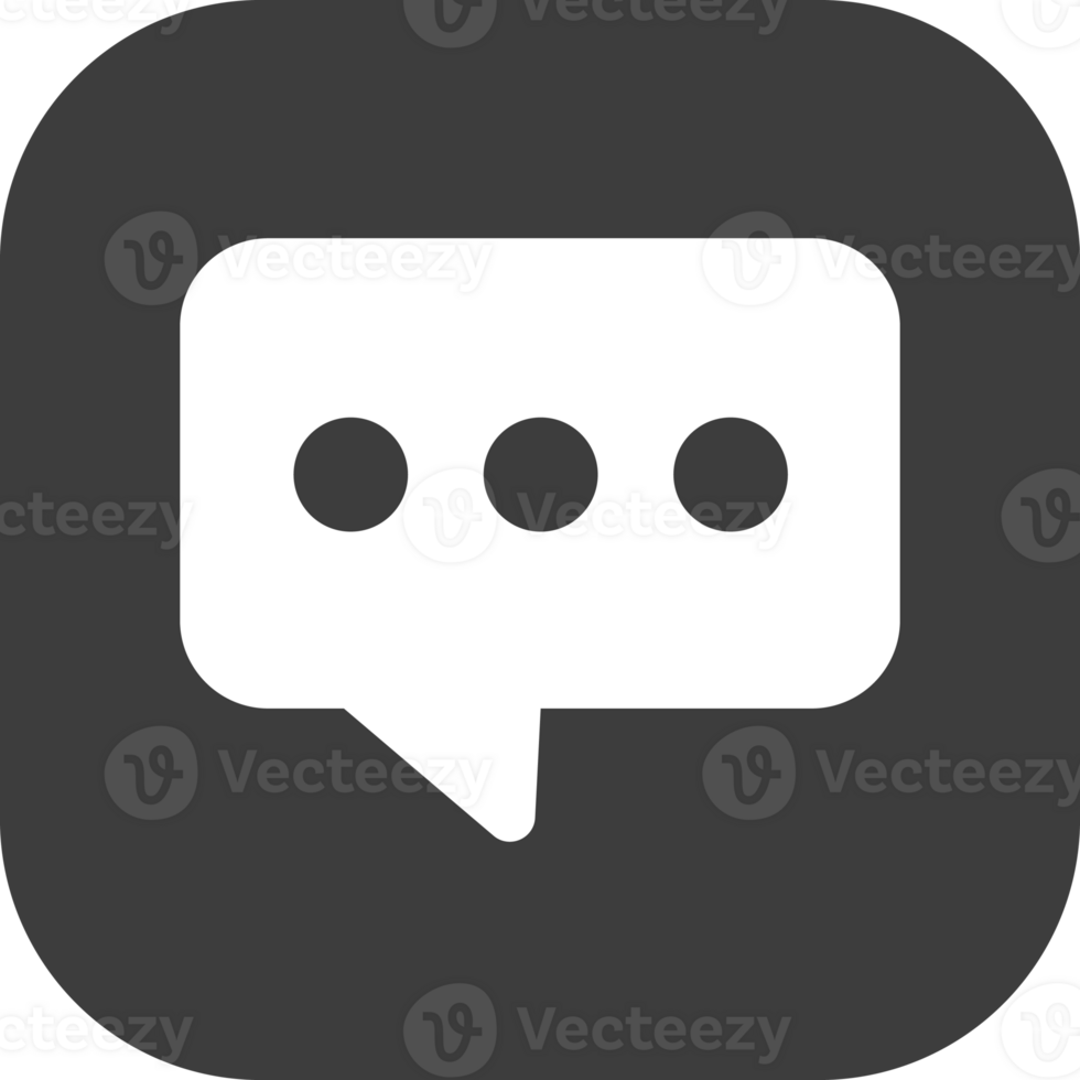 Chat message icon in black square. png