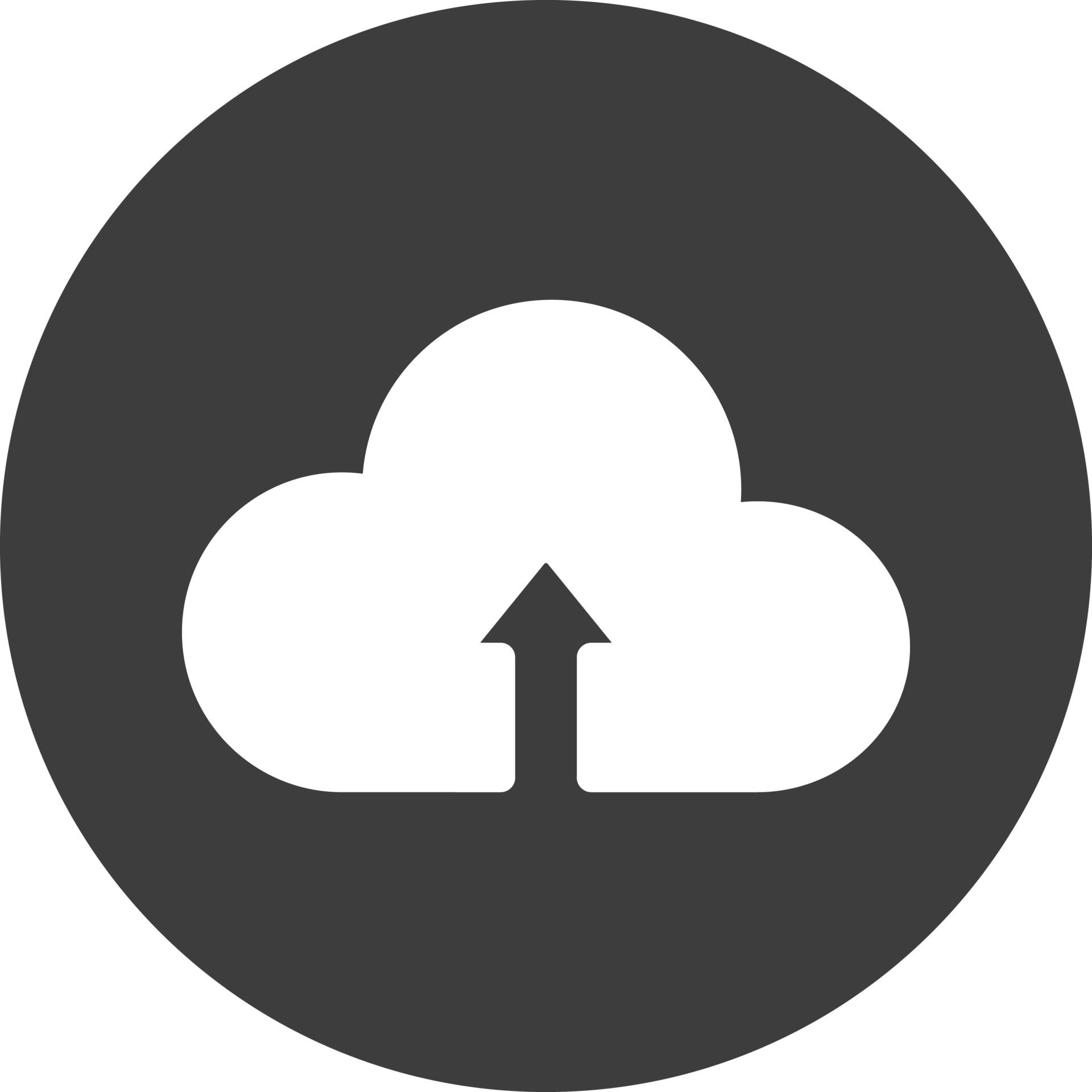 Cloud upload icon in black circle. 25213064 PNG