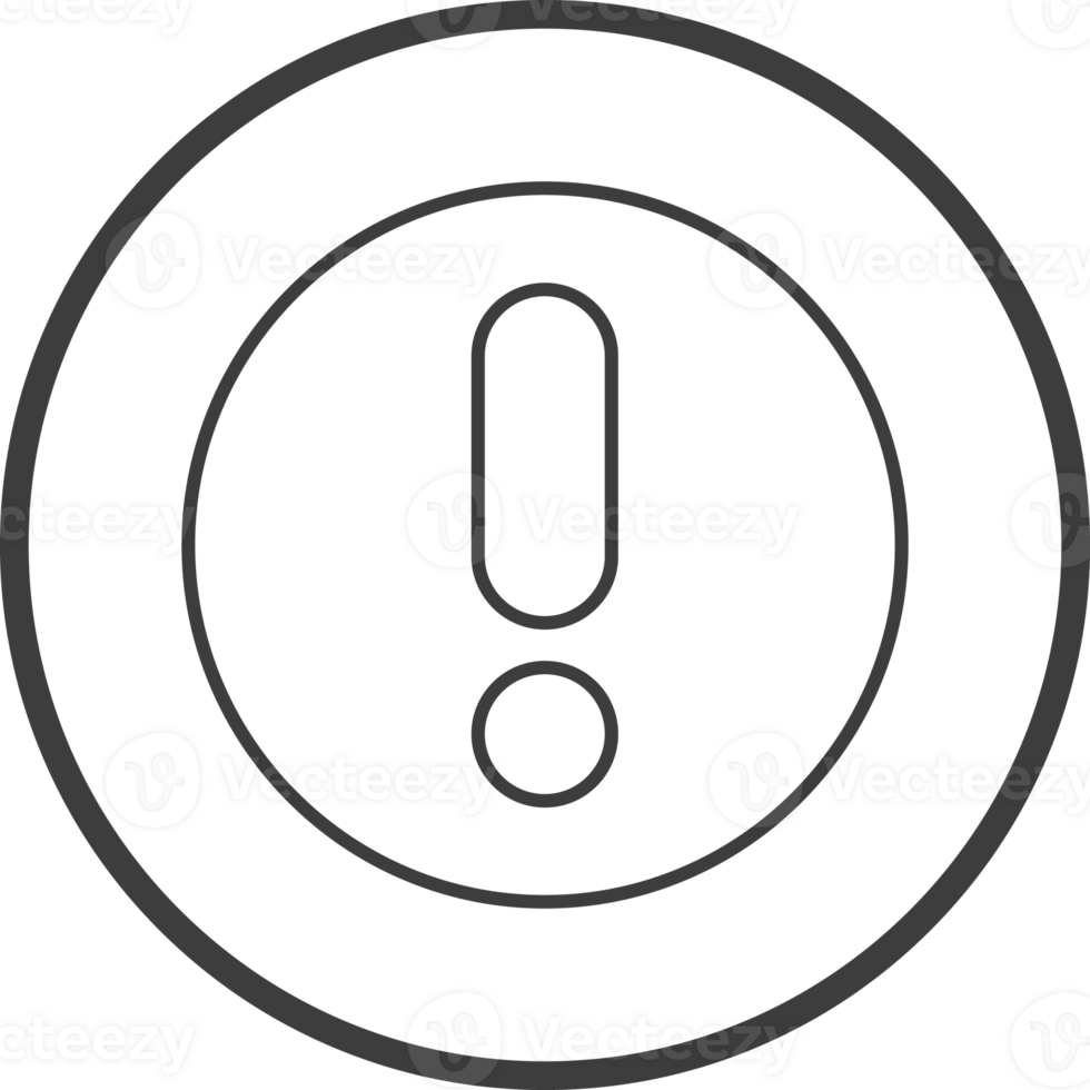Warn icon in thin line black circle frames. png