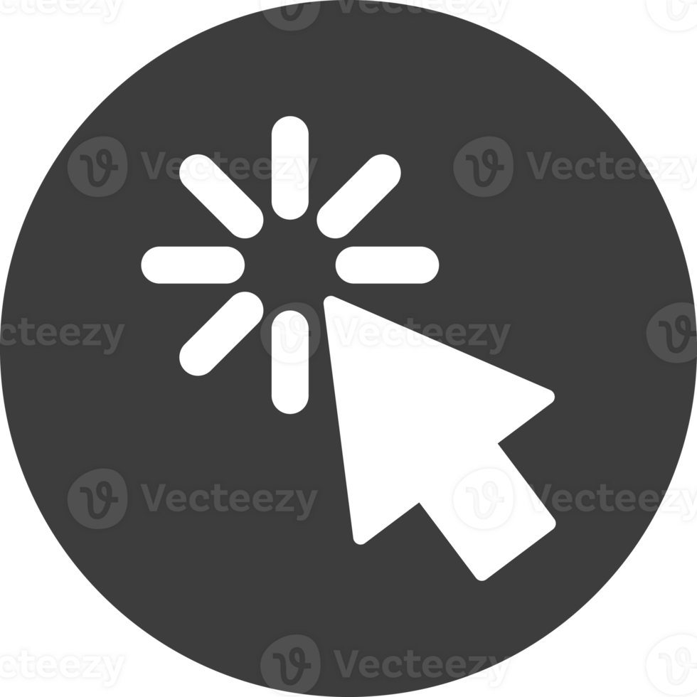 Cursor mouse icon in black circle. png