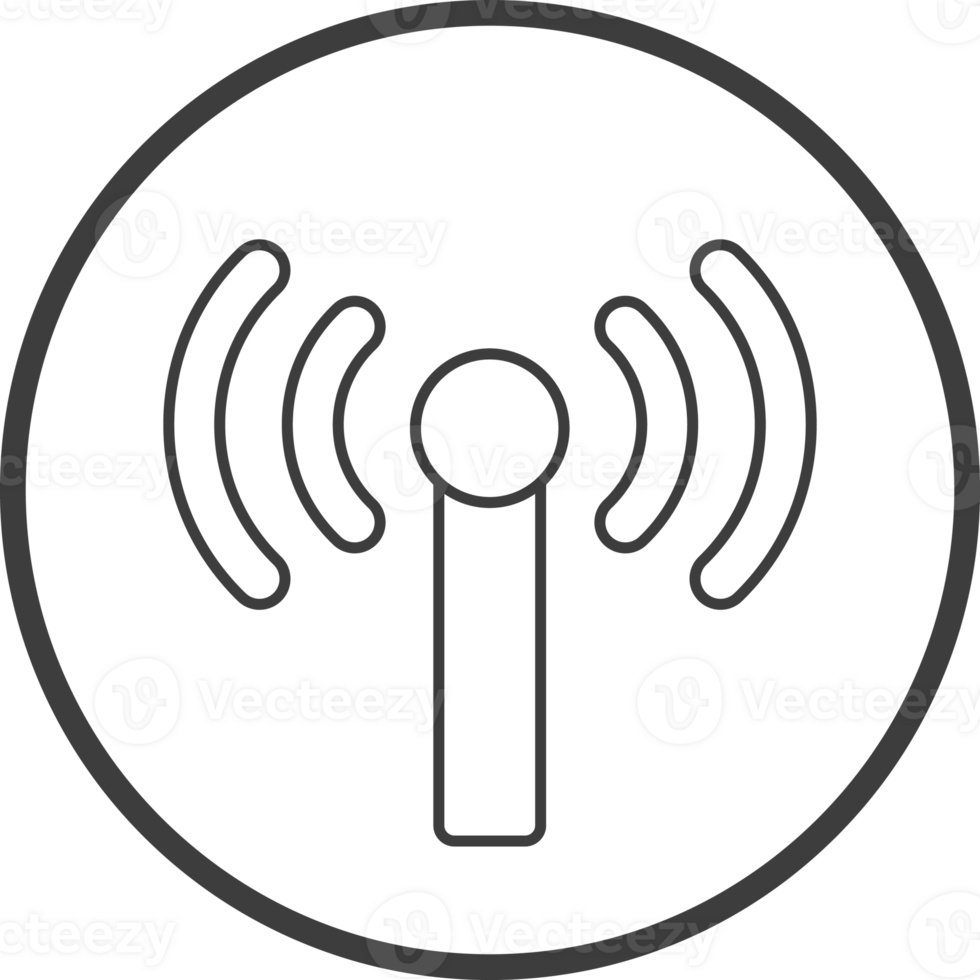 Wifi icon in thin line black circle frames. png
