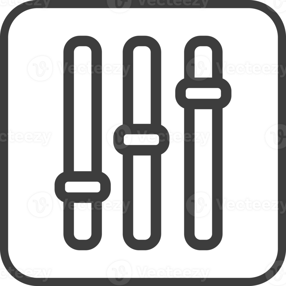 Sound mixer icon in thin line black square frames. png