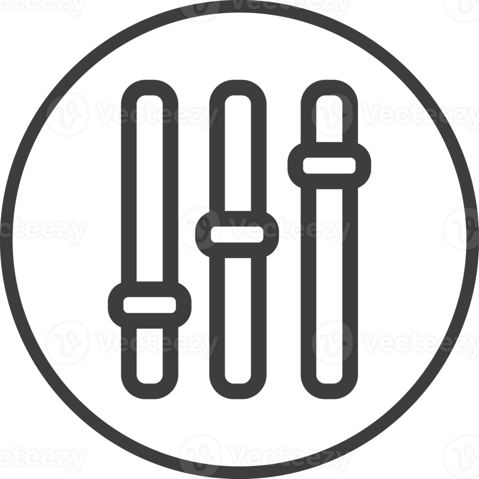 Sound mixer icon in thin line black circle frames. png