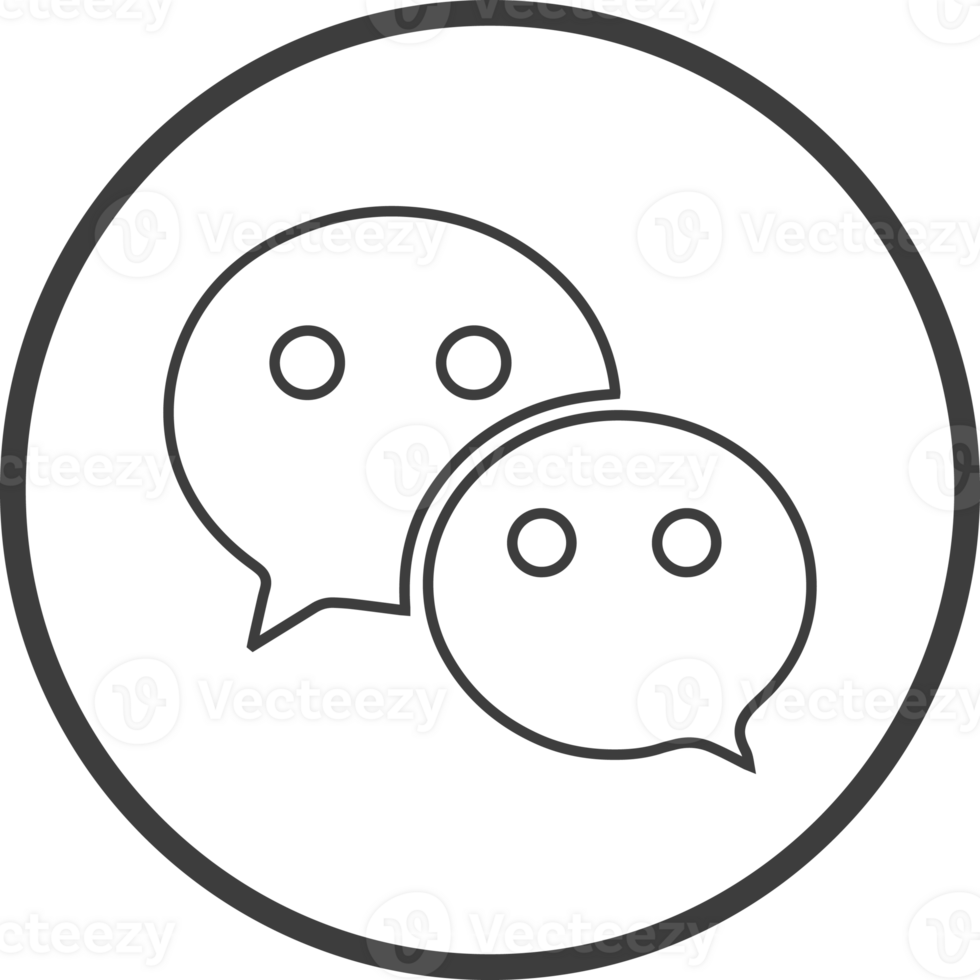 Chat icon in thin line black circle frames. png