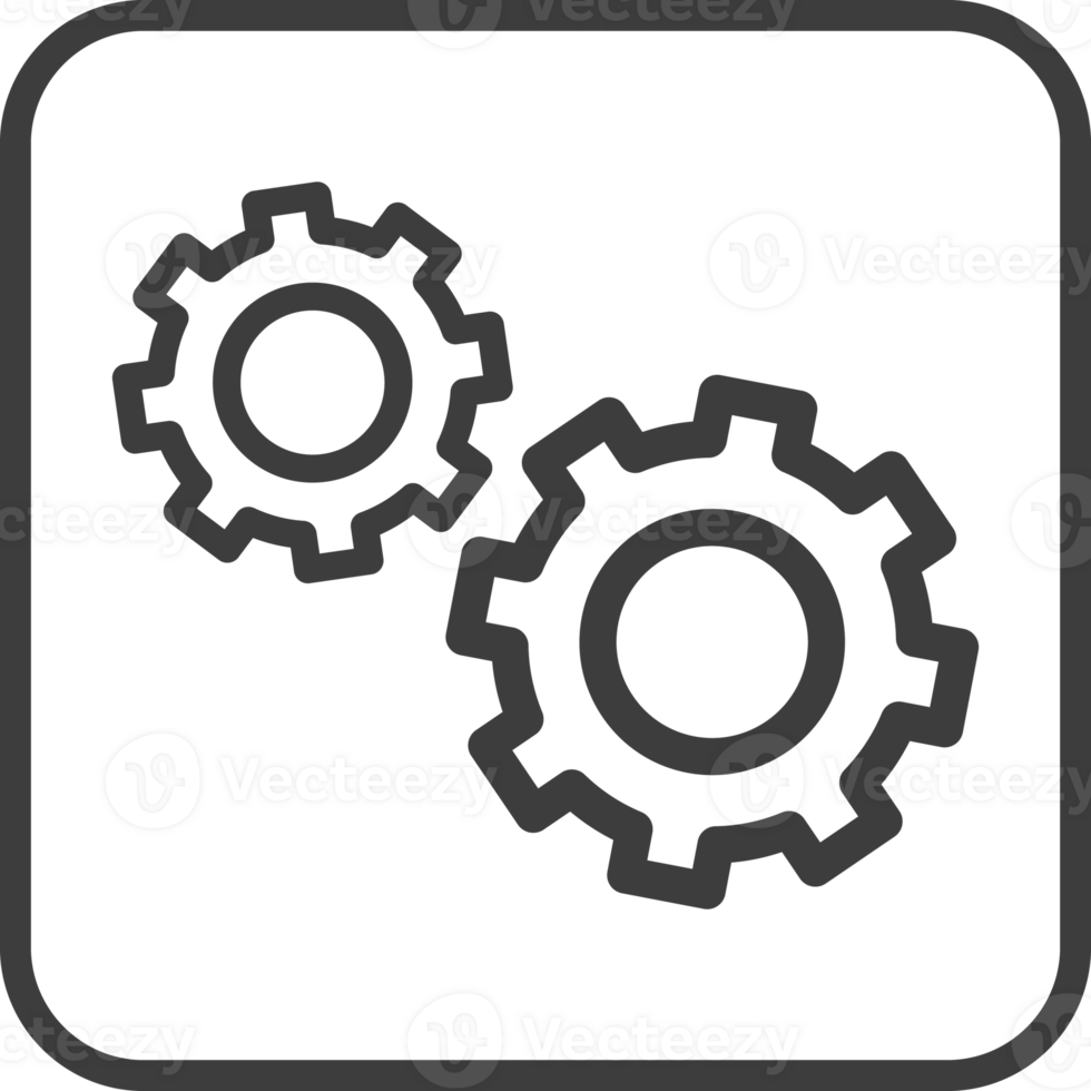 Setting icon in thin line black square frames. png