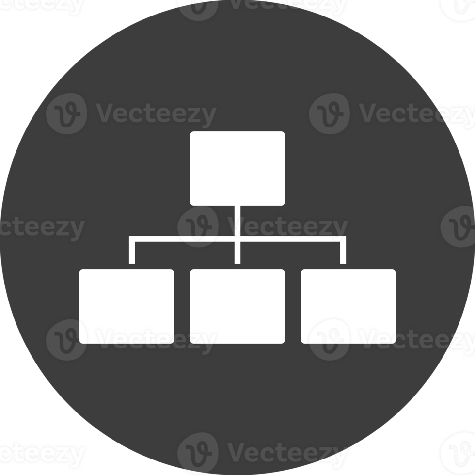 Organization chart icon in black circle. png