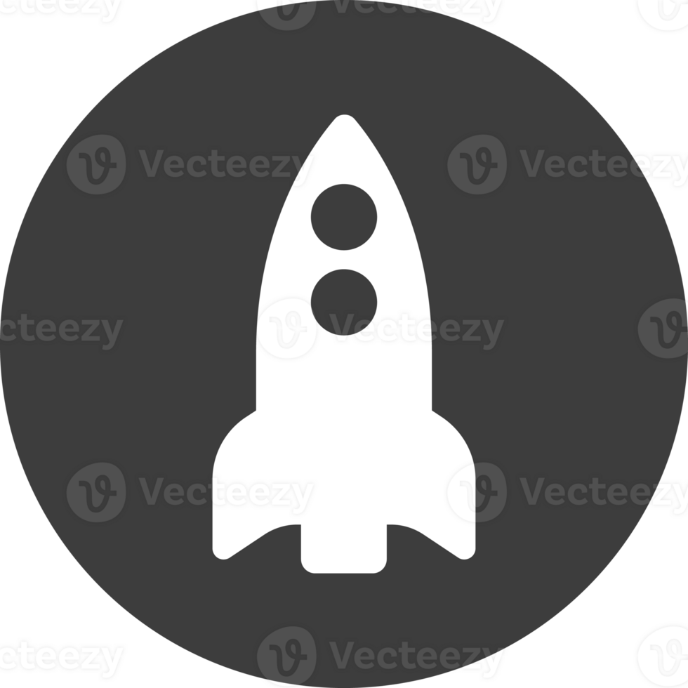 Rocket icon in black circle. png