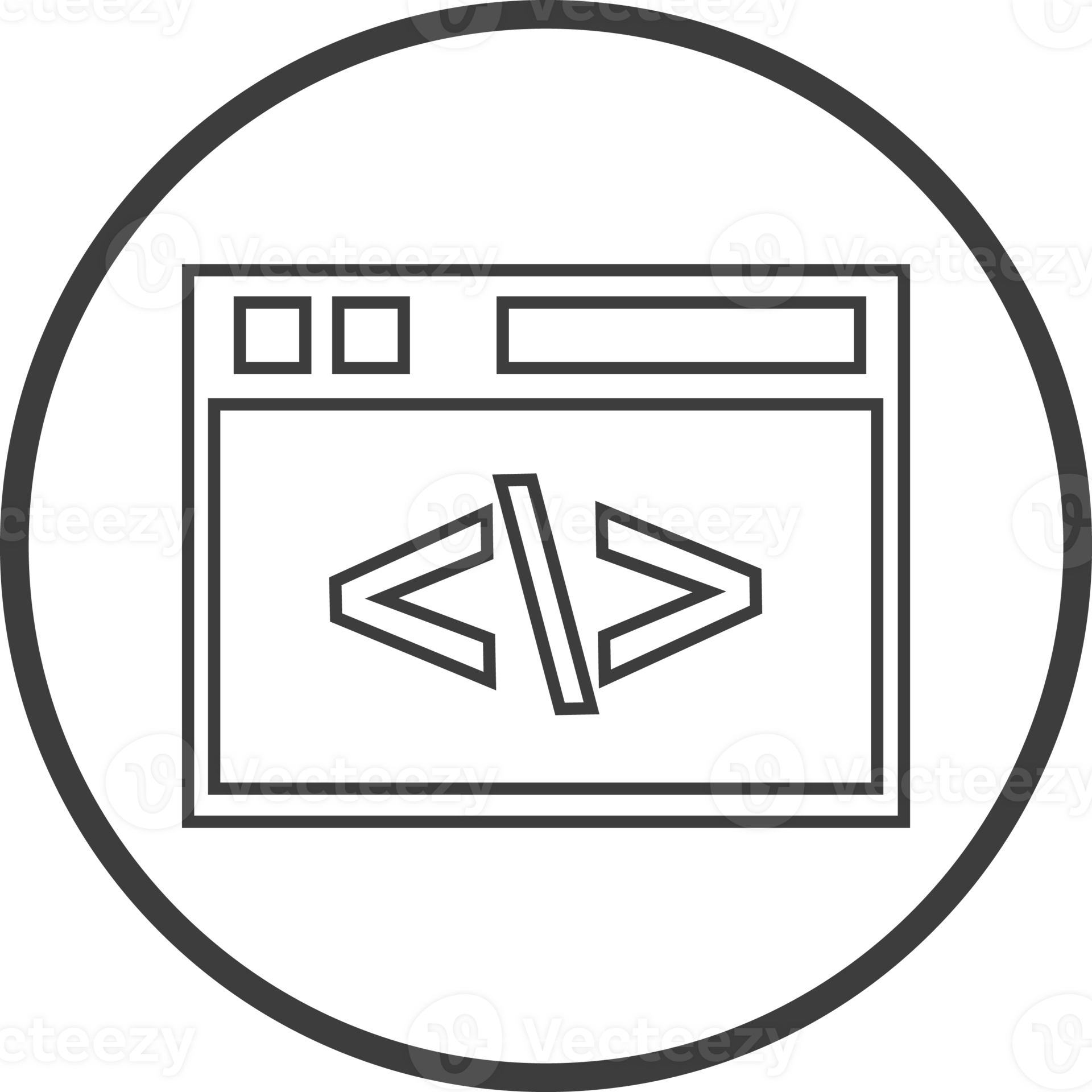 Programming icon in thin line black circle frames. 25213123 PNG