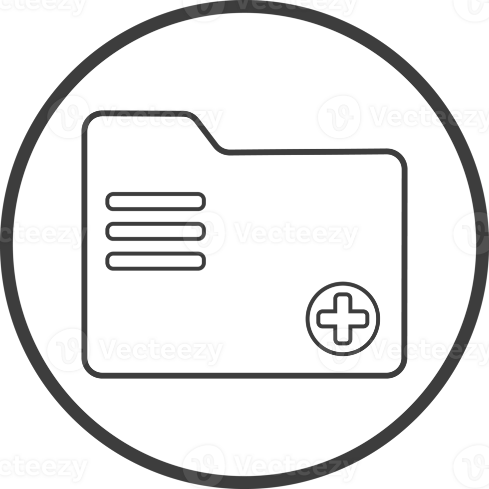 Add folder icon in thin line black circle frames. png