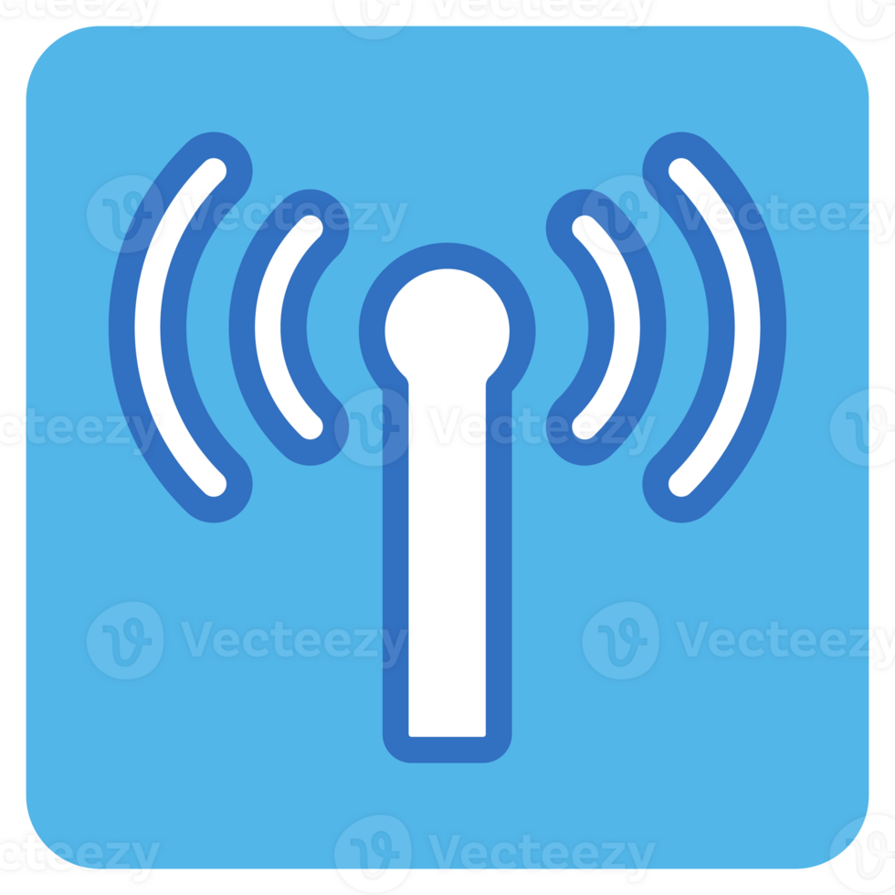 Wifi flat icon in blue square. png