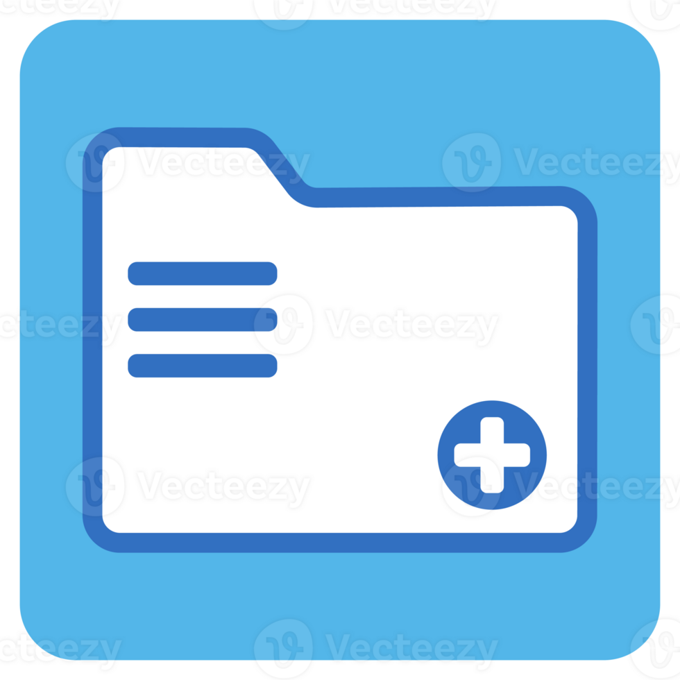 Add folder flat icon in blue square. png