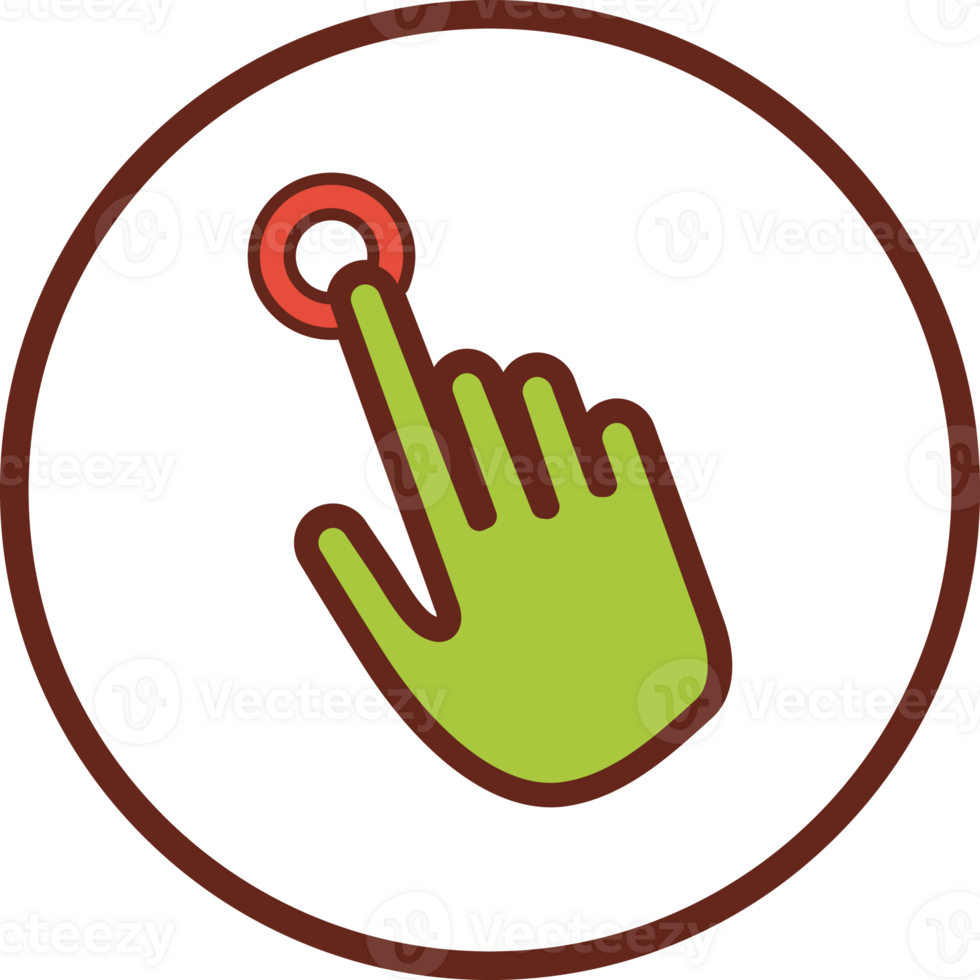 Hand pointing flat icon in circle. png