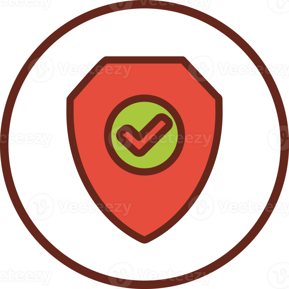 Shield check mark flat icon in circle. png