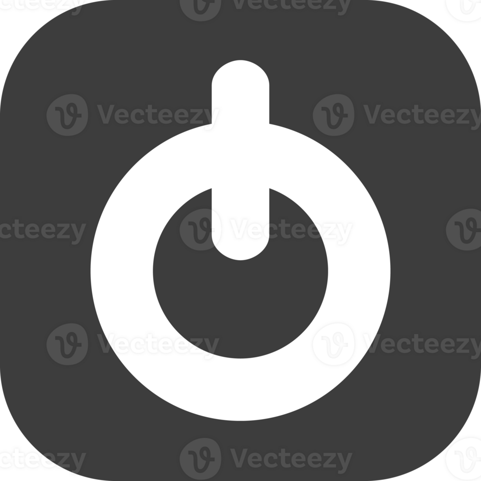 Power button icon in black square. png
