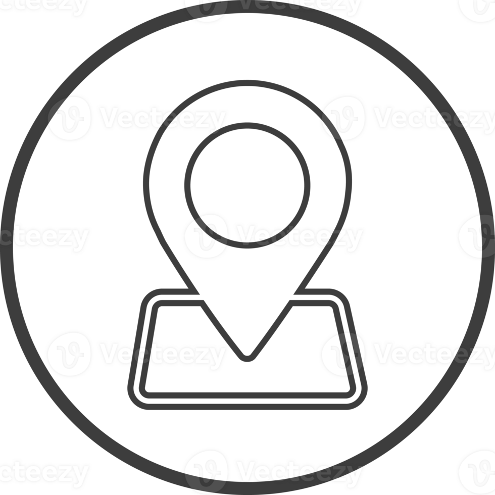 Check in icon in thin line black circle frames. png