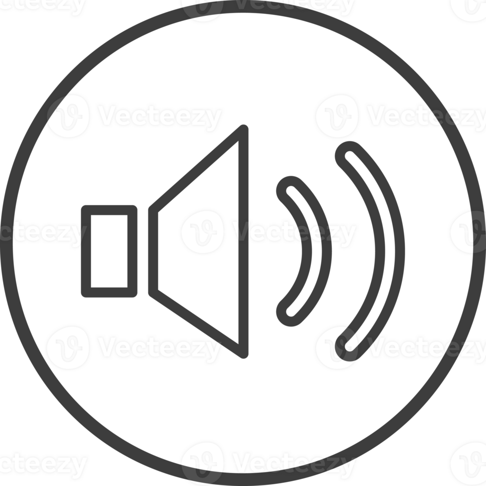 Speaker icon in thin line black circle frames. png