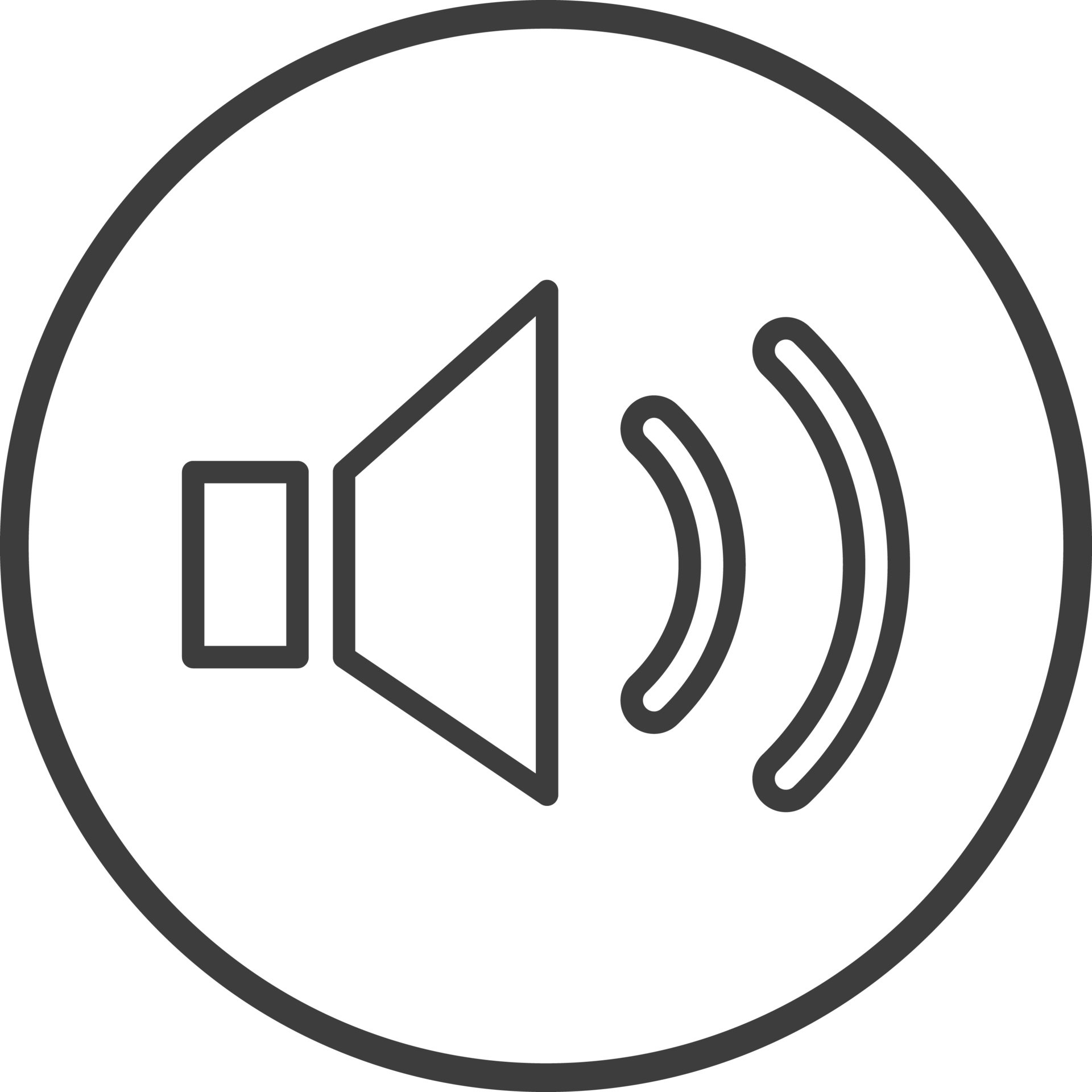 Speaker icon in thin line black circle frames. 25213356 PNG