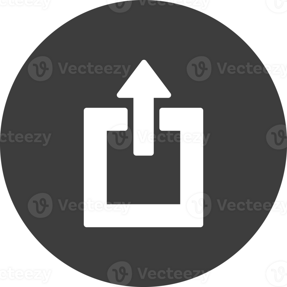 Upload icon in black circle. png