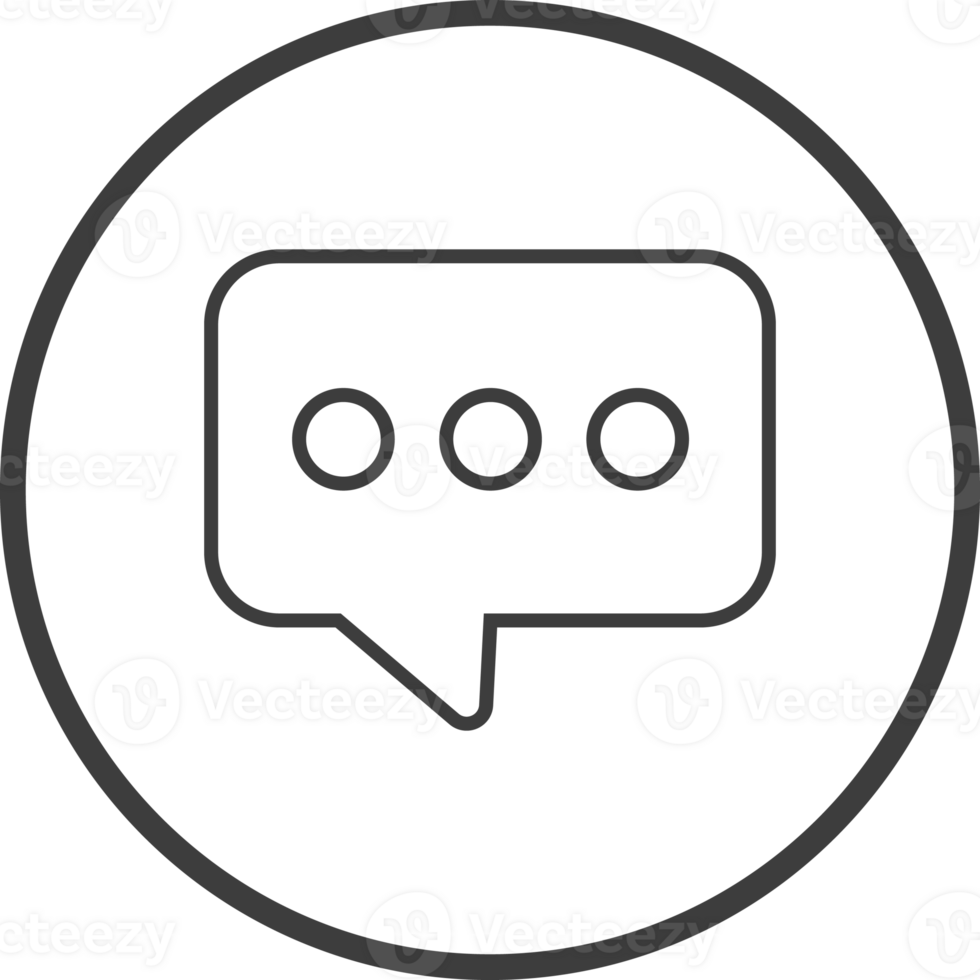 Chat icon in thin line black circle frames. png