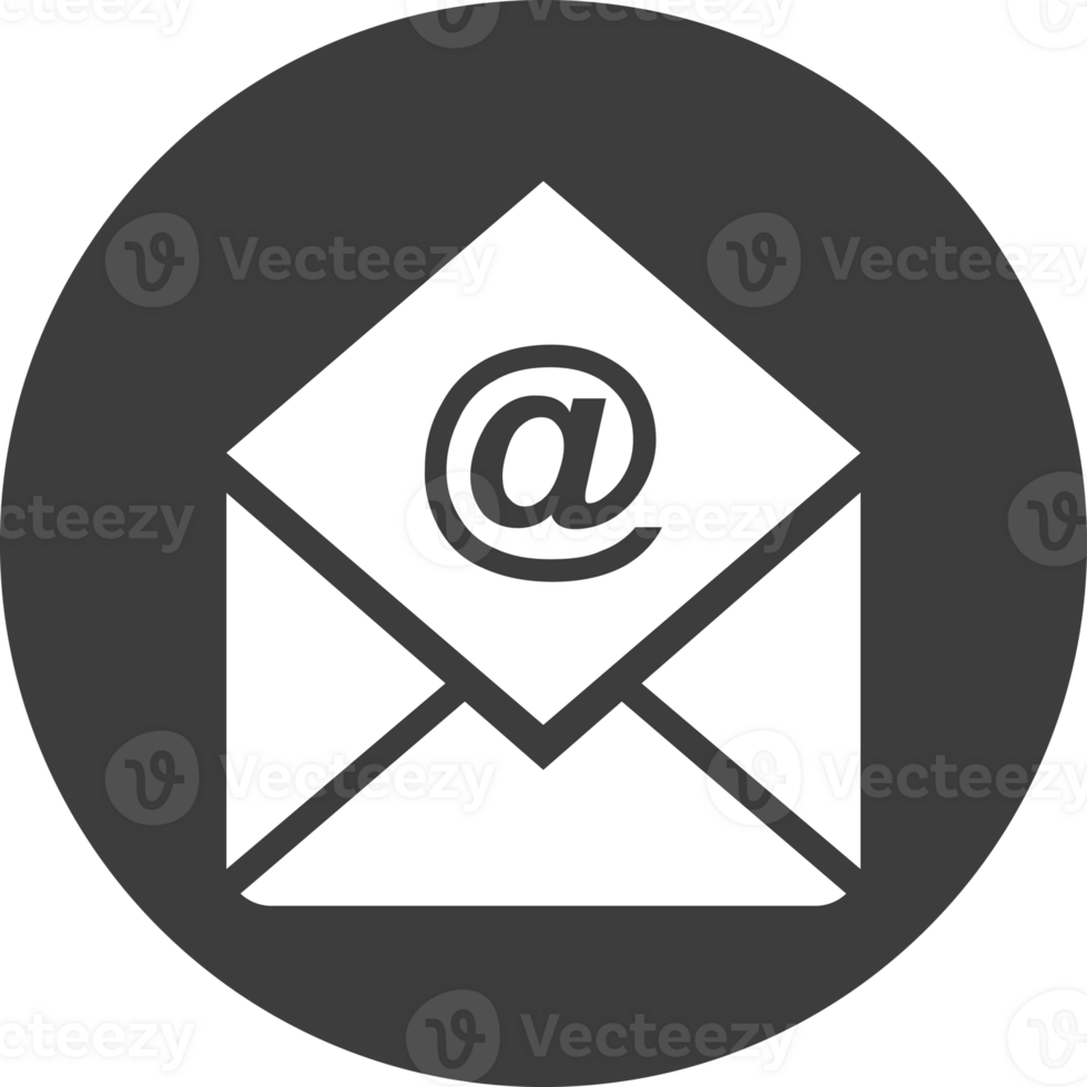 Email message icon in black circle. png