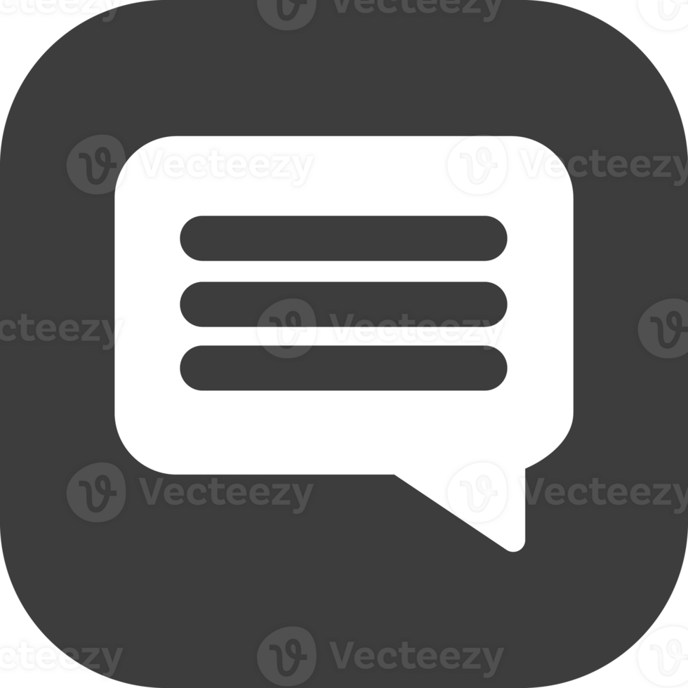 Message icon in black square. png