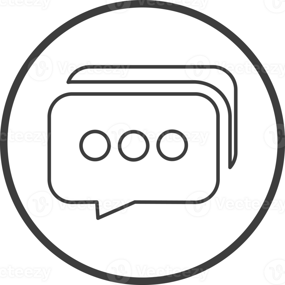 Chat icon in thin line black circle frames. png