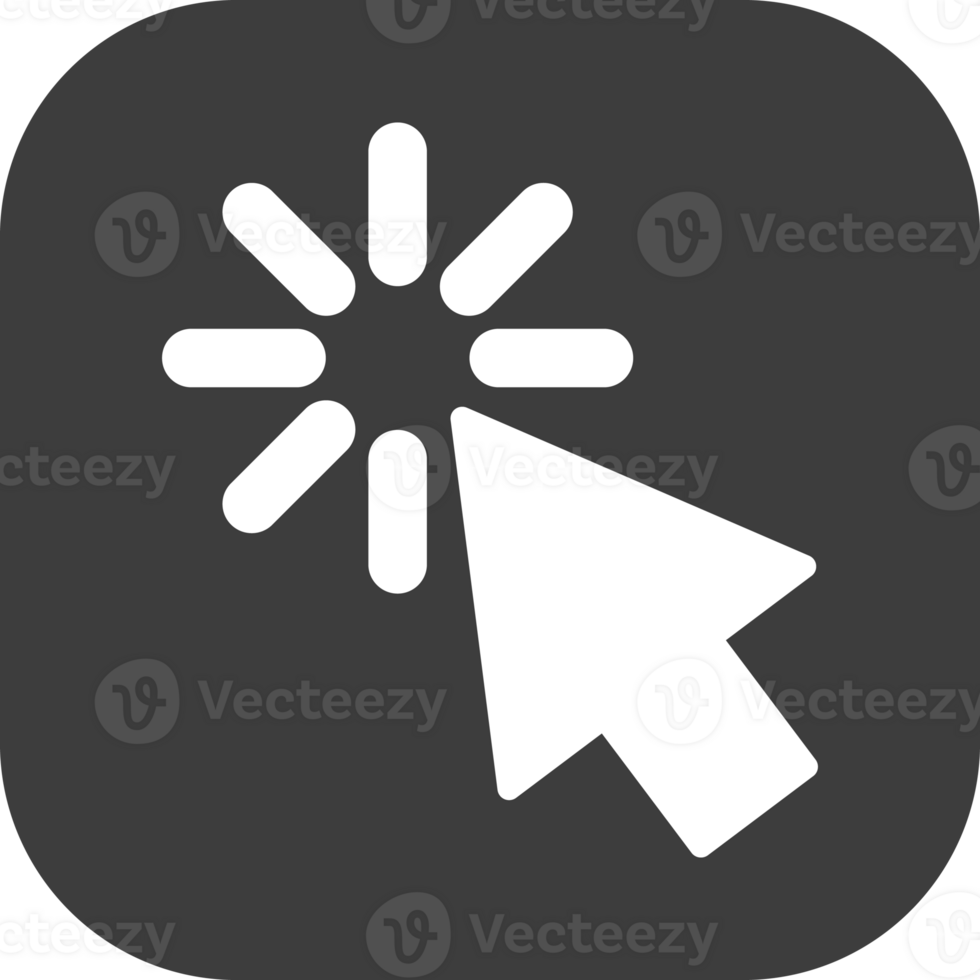 Cursor mouse icon in black square. png