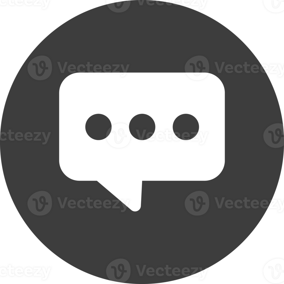 Chat message icon in black circle. png
