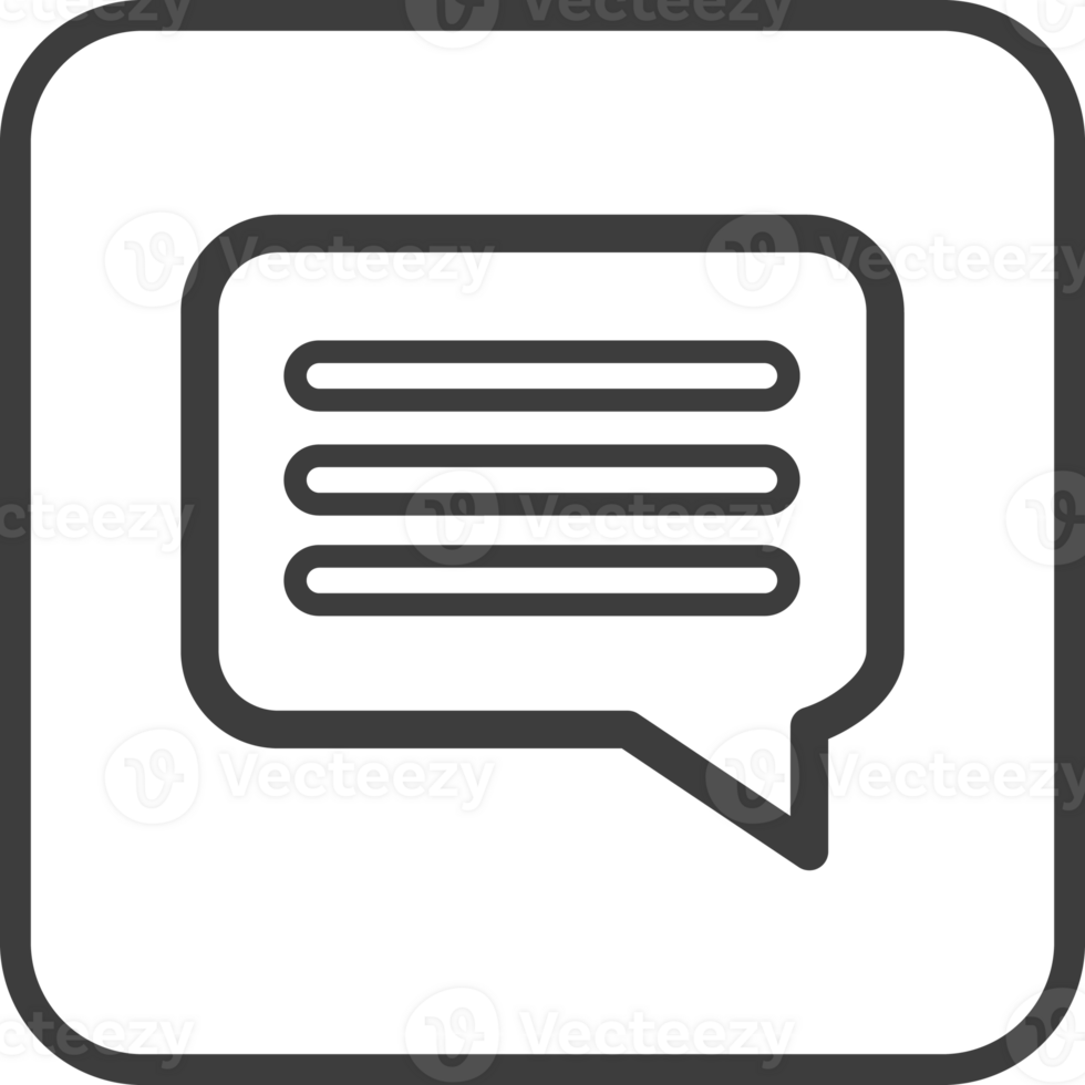 Message icon in thin line black square frames. png