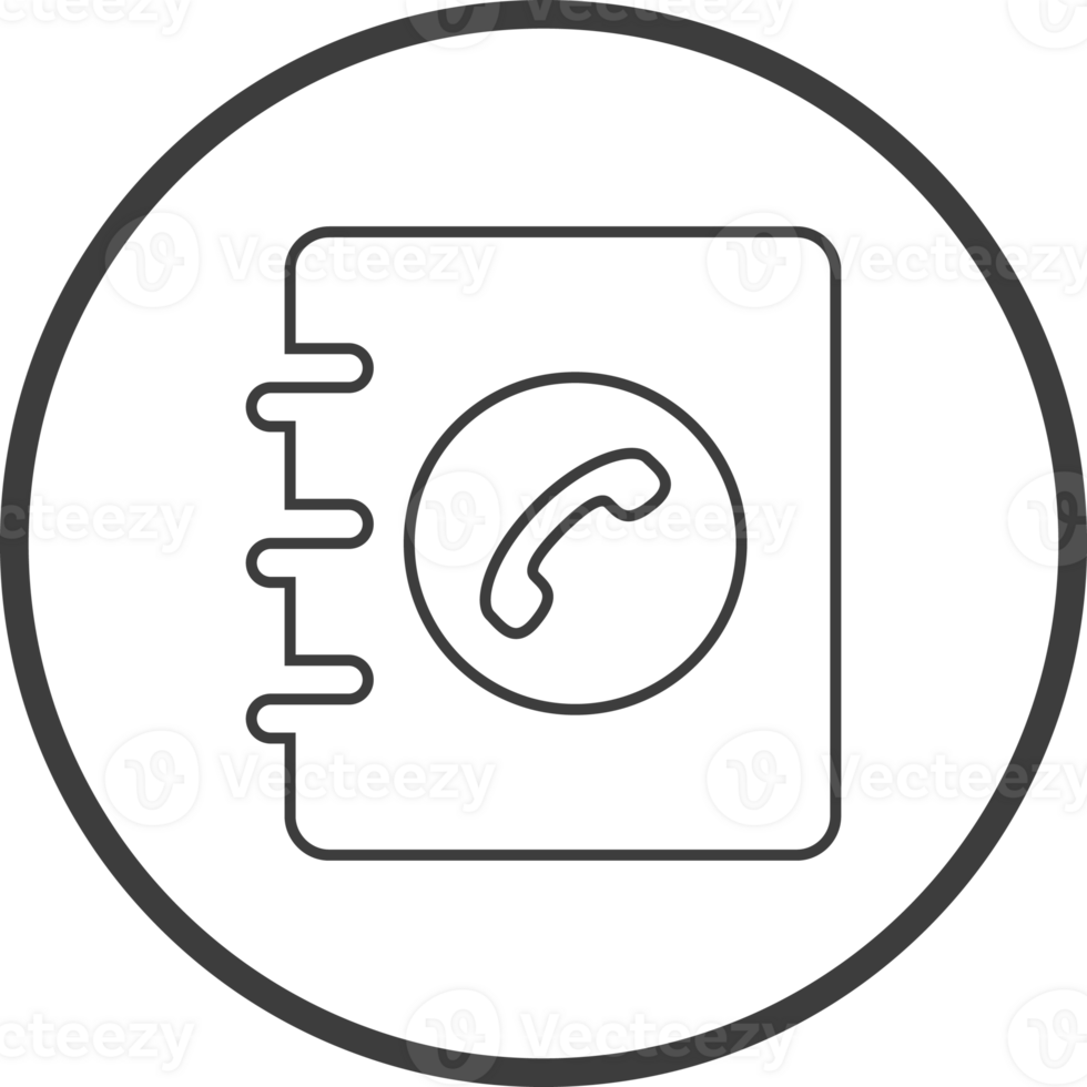 Telephone directory icon in thin line black circle frames. png