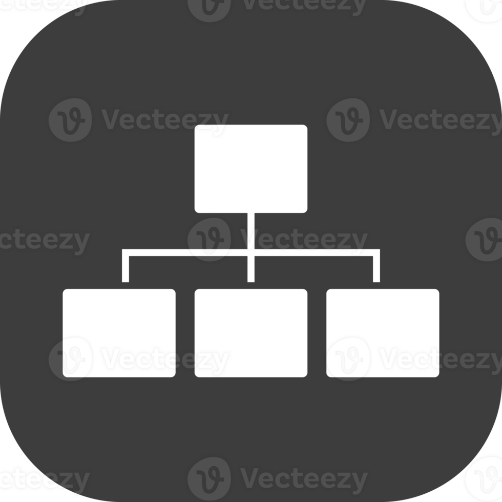 Organization chart icon in black square. png