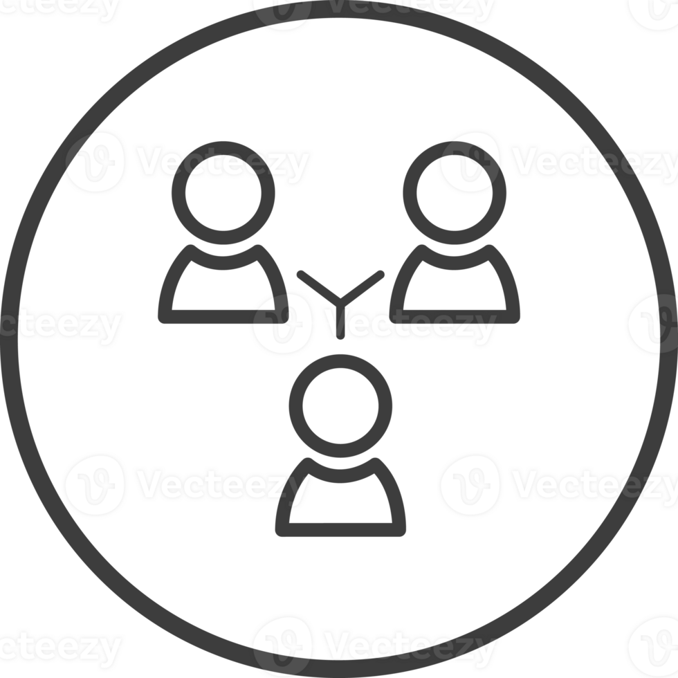 Hierarchy icon in thin line black circle frames. png