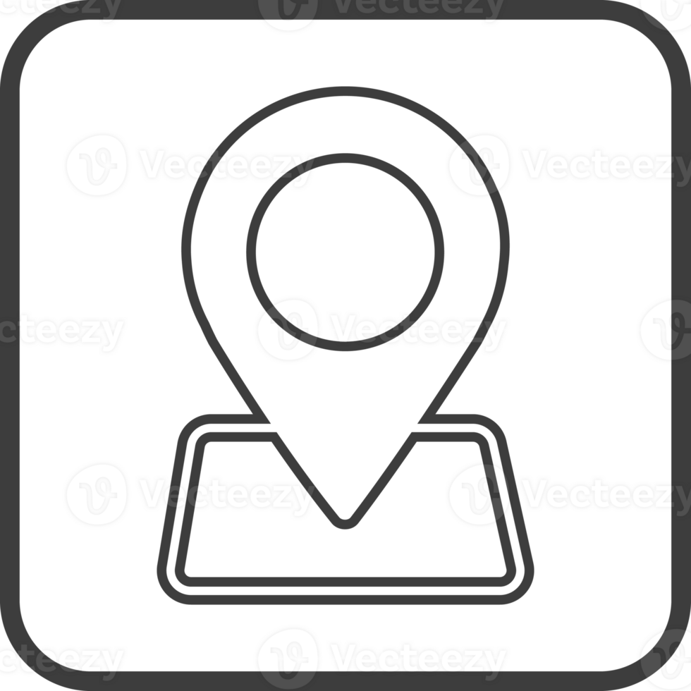 Check in icon in thin line black square frames. png