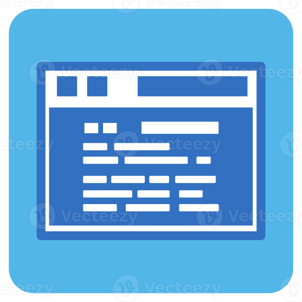 Web page flat icon in blue square. png