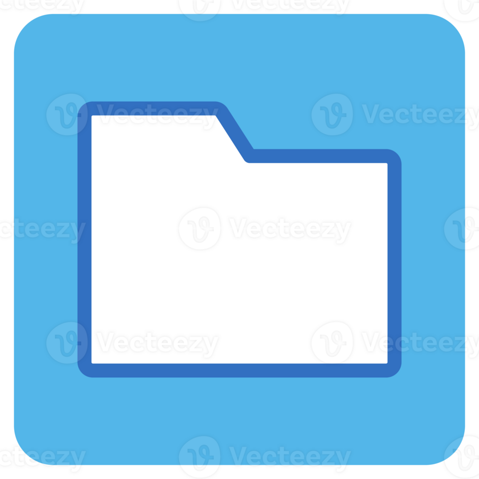 Folder flat icon in blue square. png