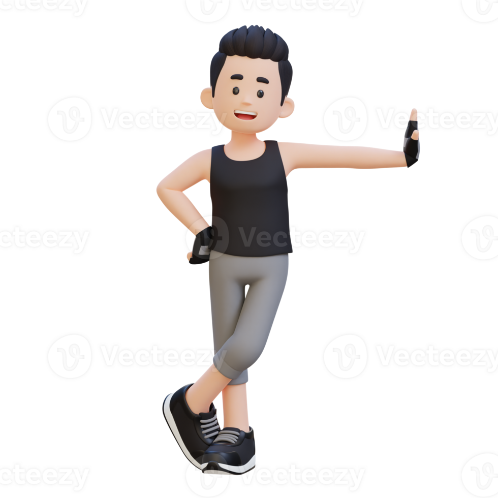 3D Sportsman Character Resting Against a Transparent Wall for a Futuristic Vibe png