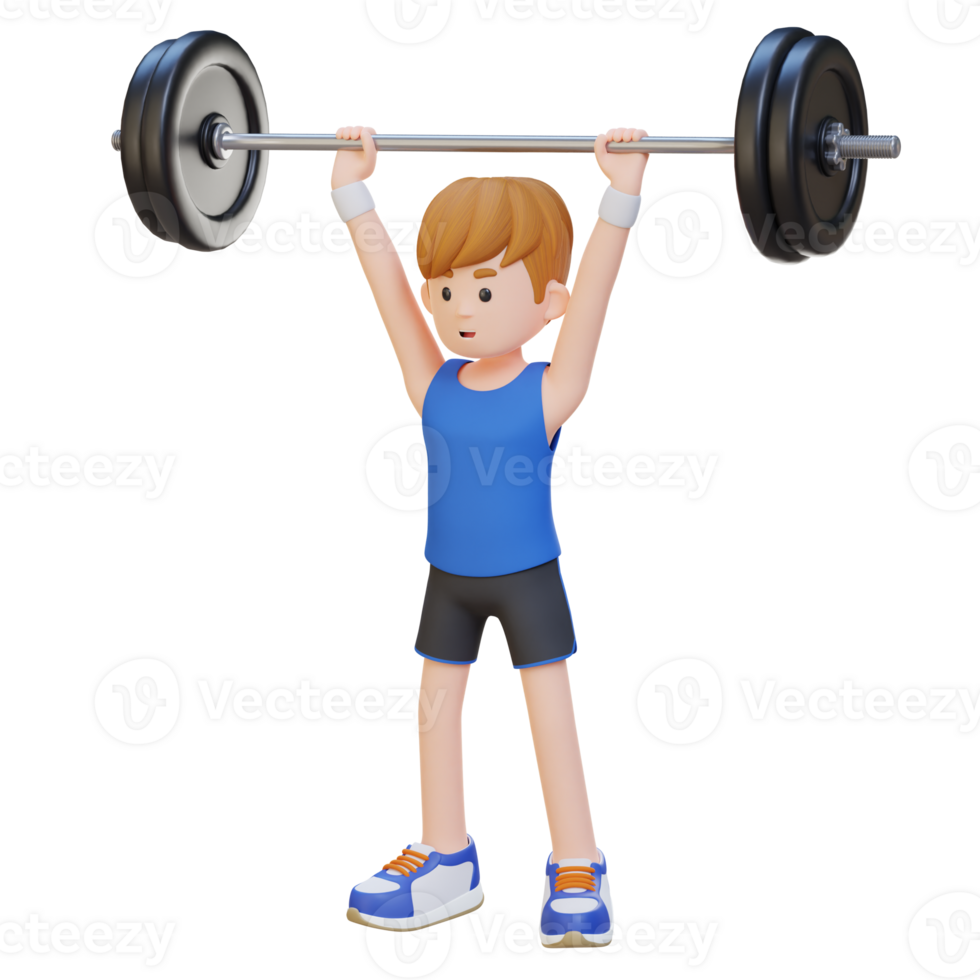3D Sportsman Character Building Shoulder Strength with Overhead Press Workout png