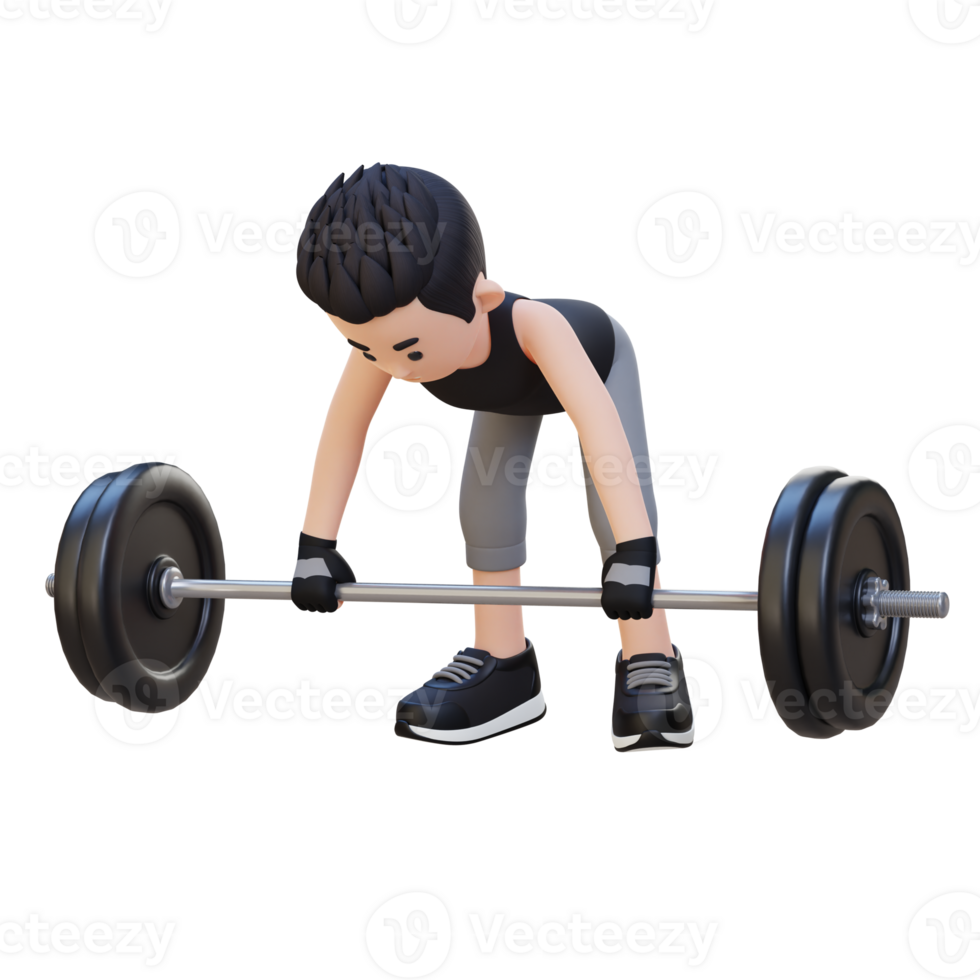 3D Sportsman Character Sculpting Back Muscles with Bent Over Row